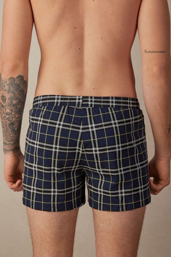 Intimssimi Tartan Patterned Puuvilla Jersey Relaxed Fit Boxers Sininen | USJBT19596