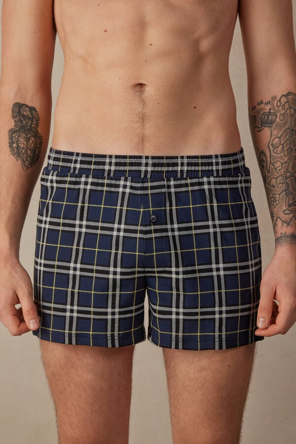 Intimssimi Tartan Patterned Puuvilla Jersey Relaxed Fit Boxers Sininen | USJBT19596