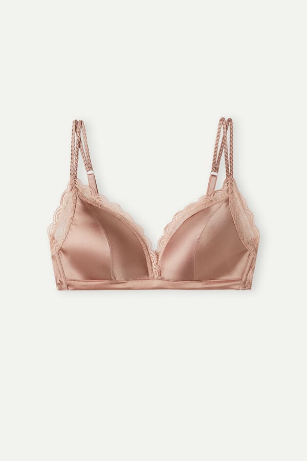 Intimssimi Tiziana Silk and Pitsi Triangle Bra Natural | YUSGT98569