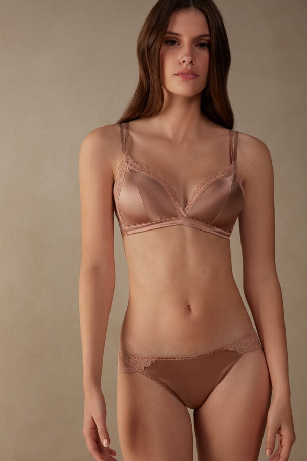 Intimssimi Tiziana Silk and Pitsi Triangle Bra Natural | YUSGT98569