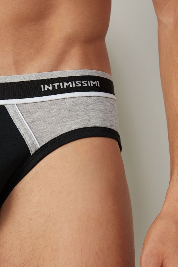 Intimssimi Two-Tone Stretch Supima® Puuvilla Briefs Mustat | DUSVO98762