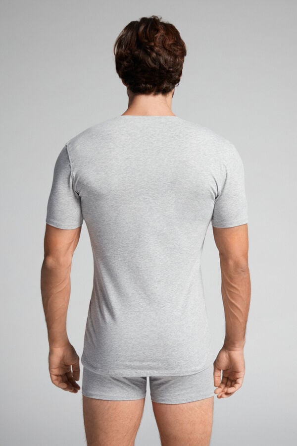 Intimssimi V-neck T-shirt in Stretch Supima® Puuvilla Harmaat | USQAV88797